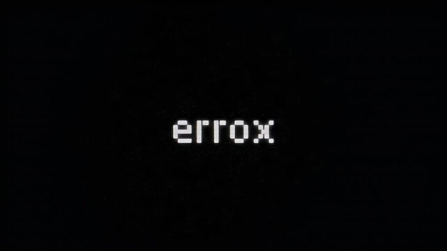 A stark image featuring the word "errox" in pixelated white text against a black background