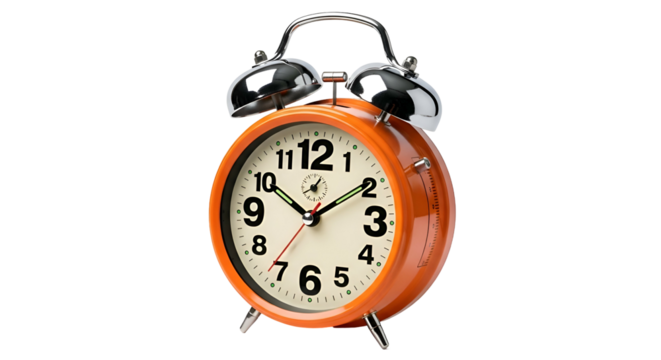 Orange clock analog face, two bells