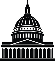 Obraz premium United States Capitol Building Silhouette Vector Illustration Iconic American Government Architecture Dome Pillars