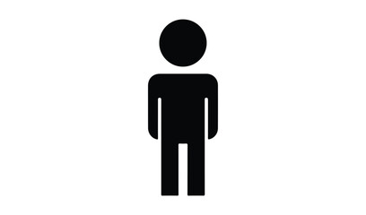 Simple black silhouette of a person standing against a white background