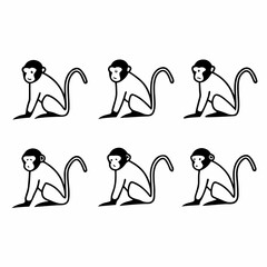 Monkey sitting in different poses, vector illustration for decoration and design