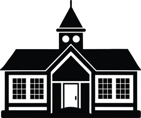 Classic school building icon education institution symbol academic facility with steeple isolated on transparent background