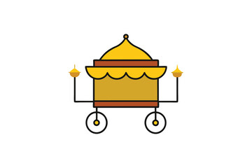 Hand drawn sketch of a traditional indian palki or palanquin on a clean white background perfect for cultural events and celebrations