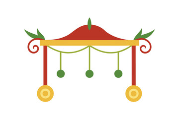 Elegant decorative vine with a traditional palki motif perfect for invitations and cultural designs on a clean white background