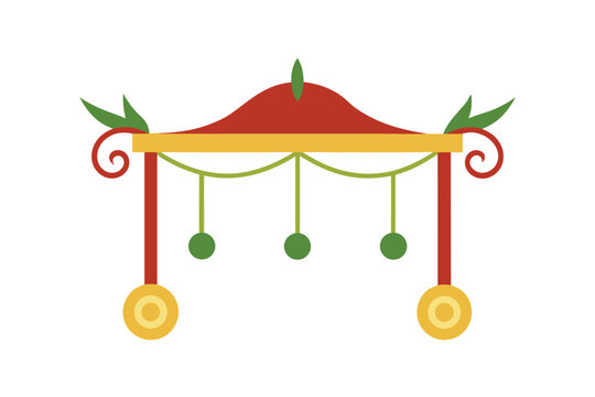 Elegant decorative vine with a traditional palki motif perfect for invitations and cultural designs on a clean white background