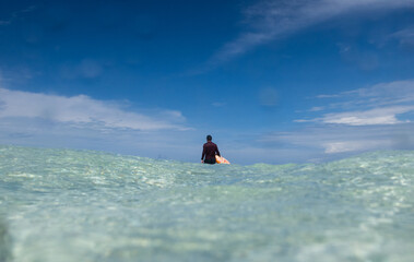 underwater blue ocean surface reef swim 