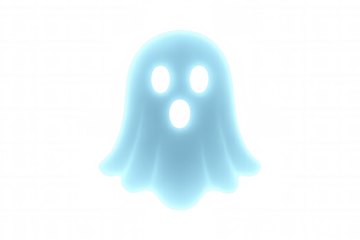 Cute blue ghost character for halloween, spooky spirit design element with a transparent background