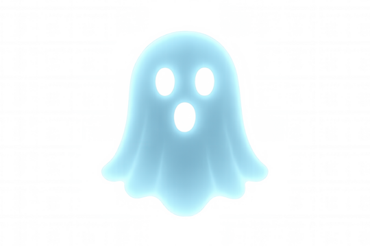 Cute blue ghost character for halloween, spooky spirit design element with a transparent background