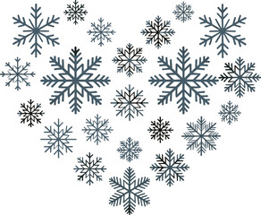 Heart Shaped Snowflake Bundle Design Featuring Delicate Ice Crystals and Winter Themed Graphics for Seasonal Celebrations and Festive Occasions
