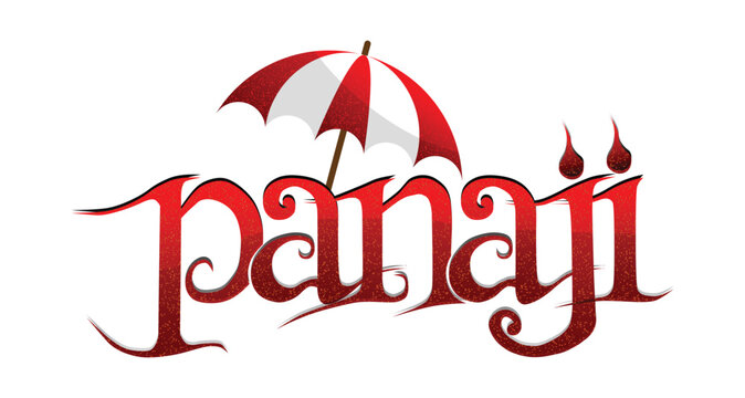 Panaji typography vector and png goa capital city panji text effect , panaji city text , Goa tourism panaji travel red font illustration