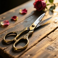 scissors and roses