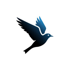 Obraz premium Gradient Blue Flying Bird Icon Concept on transparent background