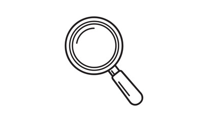 Simple hand drawn magnifying glass icon on white background