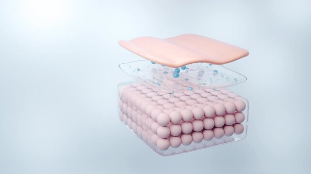 Hyaluronic Acid Creates Skin Barrier for Deep Hydration, 3D Animation