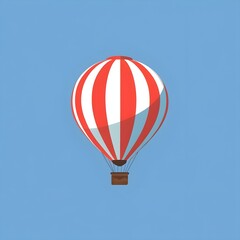Fototapeta premium Flat Vector Hot Air Balloon – Red & White Striped Design