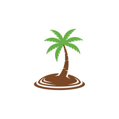 Obraz premium Tropical Palm Tree Island Illustration on transparent background