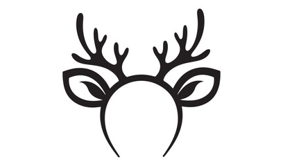 Black outline of reindeer antlers and ears on a headband