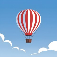 Obraz premium “Red and White Hot Air Balloon – Flat Style Vector Illustration”