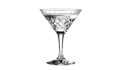 Ornate clear cocktail glass, with a geometric diamond pattern