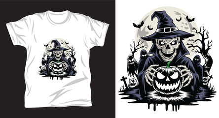 Halloween graphic vector T shirt design print.