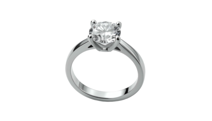 Sparkling diamond ring, silver band, prong setting