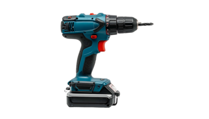 Cordless drill with a battery attached