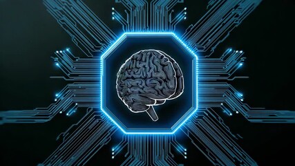 An abstract digital brain illustration on a futuristic circuit background, symbolizing artificial intelligence and advanced technology concepts, perfect for tech-related projects. - Powered by Adobe