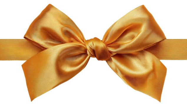 Golden satin ribbon bow on a wider band