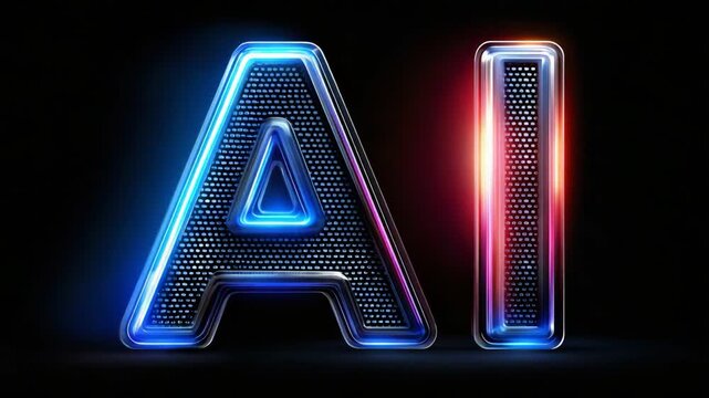 A bright, neon-lit representation of the letters 'AI' against a dark background, symbolizing the advancements and future of artificial intelligence and digital innovation.