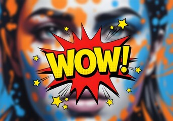 Pop Art Explosion Woman with Wow Comic Style Effect