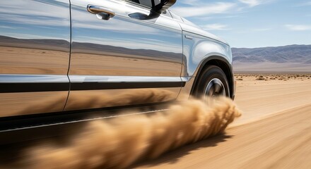 Silver car vehicle auto automobile desert sand dunes offroad travel adventure transportation automotive drive
