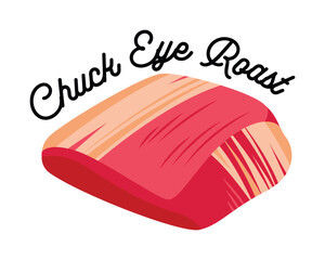 Chuck Eye Roast Cut of Beef Illustration.