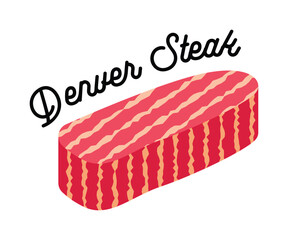 Denver Steak Illustration with Bacon Stripes.