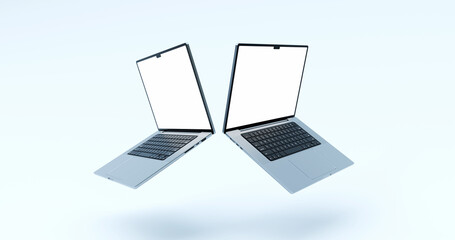 Dual Floating Laptop Mockup with Clean Light Tone