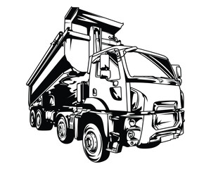 Vector illustration of a dump truck.