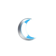 Shiny Metallic Blue Crescent Symbol on transparent background