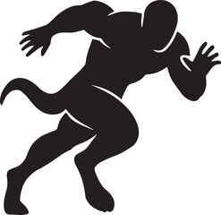 Black silhouette of a runner in motion running athlete
