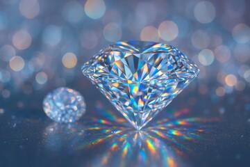 Diamond Brilliance: Capturing the essence of luxury and elegance, this image showcases the unparalleled sparkle and intricate facets of two exquisite diamonds, radiating brilliance.