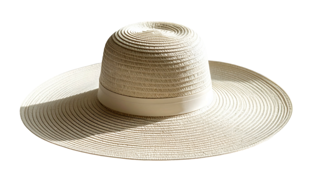 Elegant straw hat with wide brim, ivory color, textured