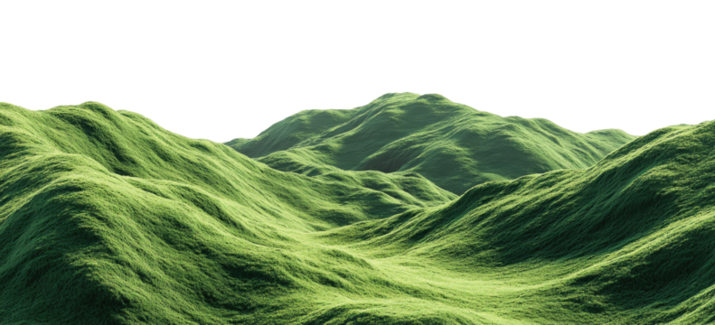 Green hills with defined contours
