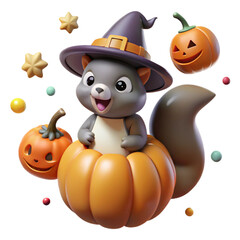 halloween pumpkin and witch