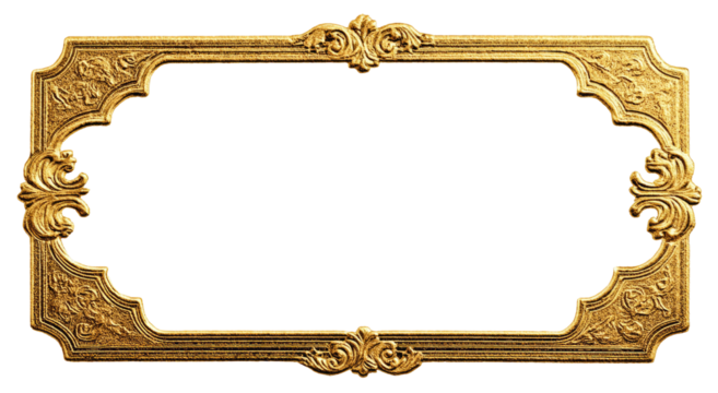Ornate gold frame, rectangular shape, detailed carvings - Powered by Adobe