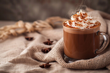 Hot Chocolate with Whipped Cream and Cinnamon