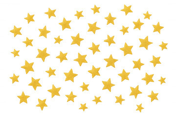 Gold glitter stars falling on a transparent background, festive celebration, christmas, new year, birthday theme