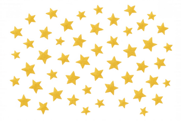 Gold glitter stars falling on a transparent background, festive celebration, christmas, new year, birthday theme