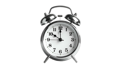 Metal alarm clock with bells, set for almost ten past ten