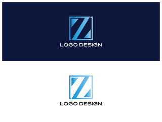 Z Letter Logo Design in Modern Blue Square Frame Style for Corporate, Tech, or Business Brand Identity
