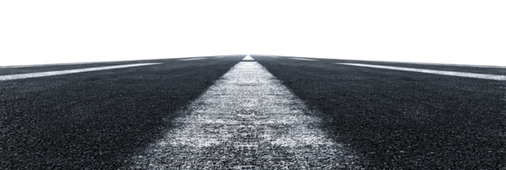 Dark paved surface with central white lines and illuminated edges