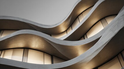 Minimalist abstract facade featuring soft curves neutral tones and hidden lighting for a surreal architectural effect