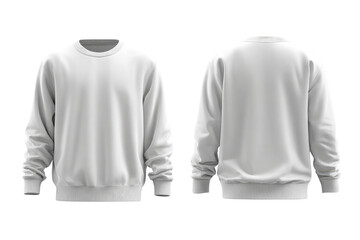 Front and back view of a plain white crew neck sweatshirt